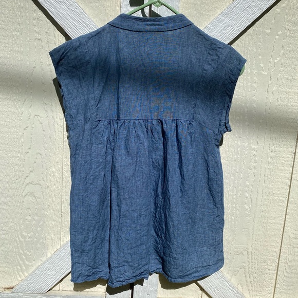 Denim tie summer loose fit blouse - Picture 2 of 3